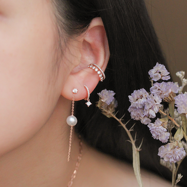 Pearl chain drop earrings